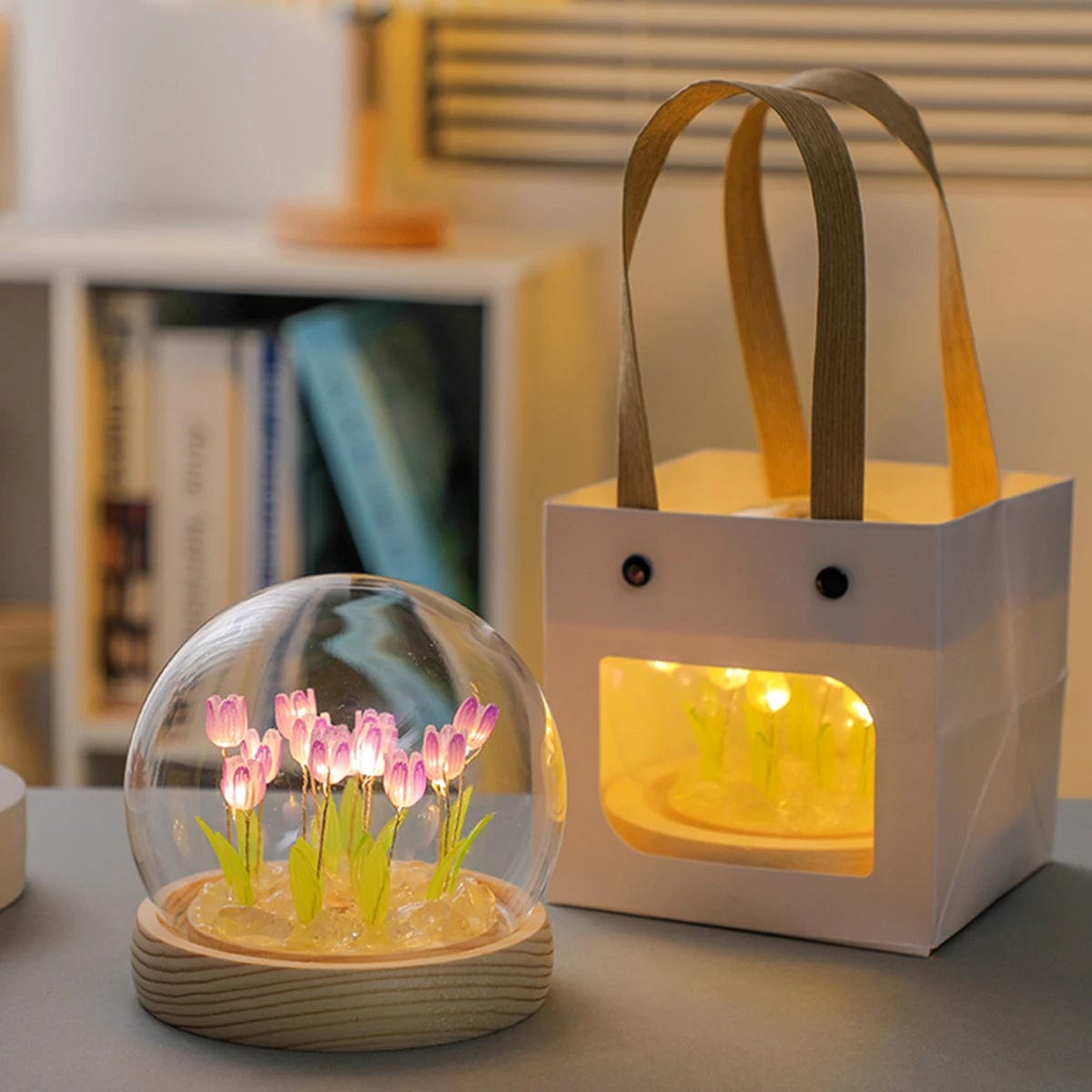 tranquilitynight 10/20Pcs Tulip Night Light Battery Operated Tulip Flower Table Lamp DIY Simulation Tulip LED Nightlight Handmade Bedside Light