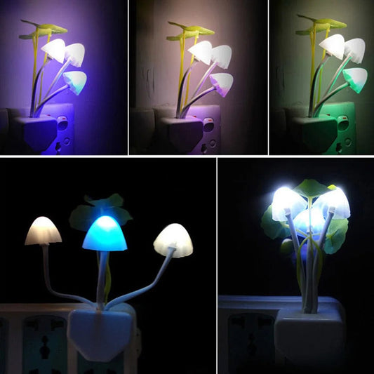 tranquilitynight EU Plug Light Controlled Dream Mushroom 7 Color LED Night Light Novelty Night Light EU&US Plug Induction Mushroom Night Lamp 220V