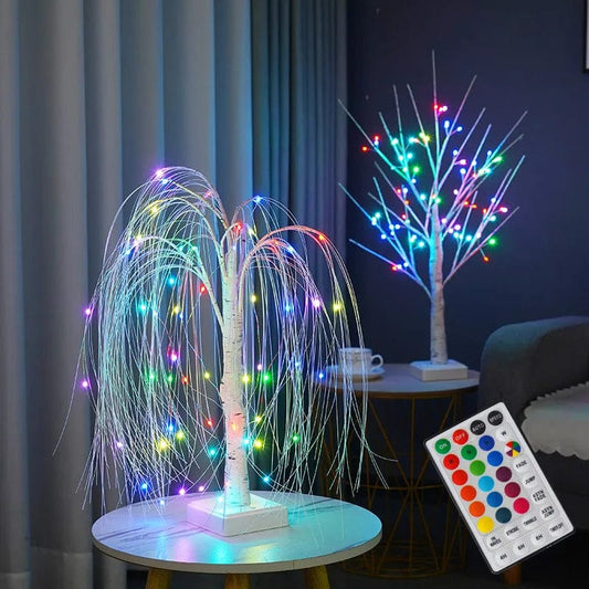 tranquilitynight Usb Or Battery Power / 16 Colors Willow / CHINA LED Night Light 16 Color Weeping Willow Tabletop Lamp Bedroom Bedside Party Wedding Christmas Office Decor Gift Fairy Tree Light