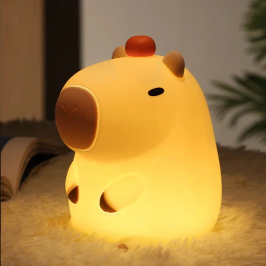 tranquilitynight warm white Cute Silicone Capybara Night Light Children's Nightlight Gift USB Rechargeable Animal Touch Bedside Slepp Lamp Timing Function